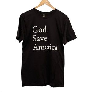 Unisex Adult God Save America short sleeve s/s t-shirt tee Black and white